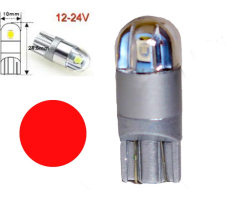 Auto LED 12/24V T10  2xchip červená